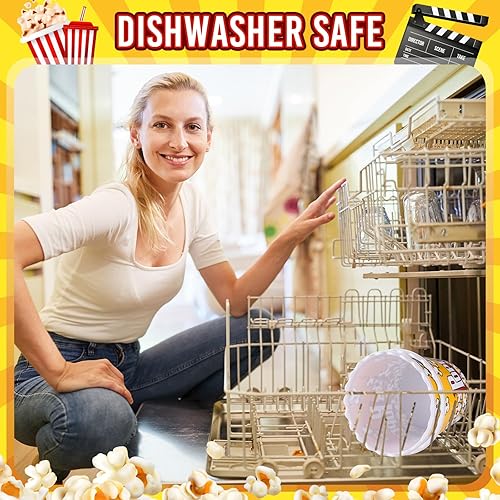 Miniatura 18 de Roshtia 6 Pieces Plastic Popcorn Containers Reusable Buckets 75 oz Popcorn Boxes Bowl with Scoop Retro Style Red Plastic Scoop Set for Movie Theater