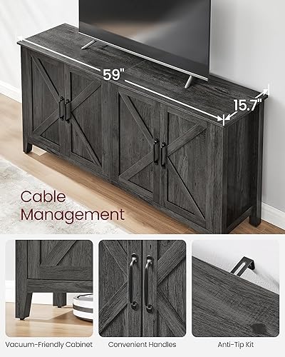 Miniatura 7 de VASAGLE Armario de almacenamiento, Buffet, Aparador, Credenza, con estantes ajustables, para sala de estar, entrada, nogal rústico ULSC381T41