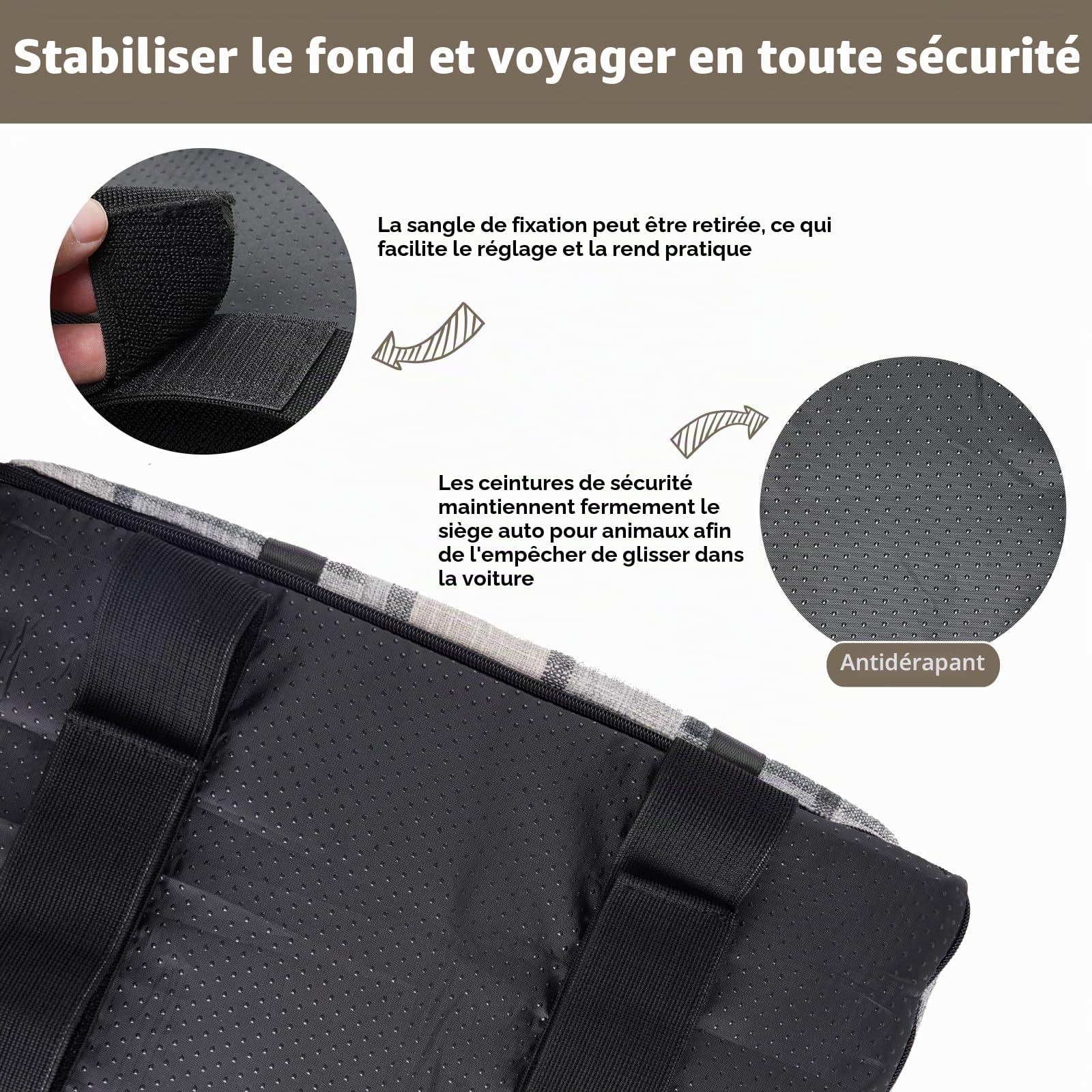 Siège Auto Chien Petite Taille 2en1 - Panier Voiture, Sac Transport Avant avec Oreiller Lavable et Amovible pour Chien et Chat