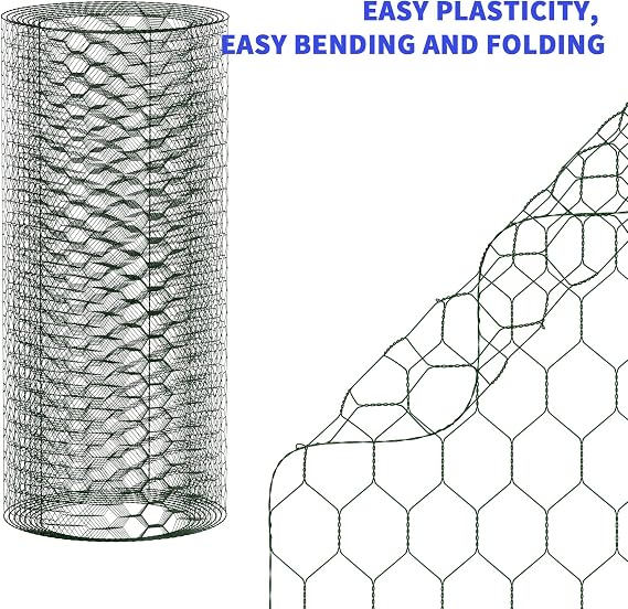 Chicken Wire Mesh Rabbit Animal Fence PVC Coated Garden Wire Mesh Netting Boundary Fencing - 60cm x 5m - 0.7mm Wire Diameter - for Netting Guard Barrier Block Rats Rodent