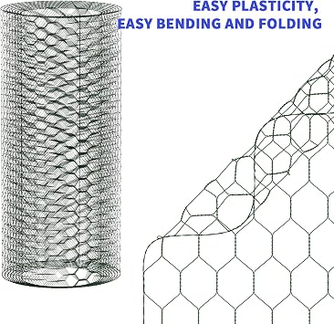 Chicken Wire Mesh Rabbit Animal Fence PVC Coated Garden Wire Mesh Netting Boundary Fencing - 60cm x 5m - 0.7mm Wire Diameter - for Netting Guard Barrier Block Rats Rodent