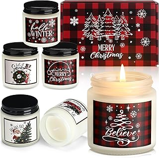 6 Pack Christmas Candles Set Gifts for Christmas Women Holiday Natural S...