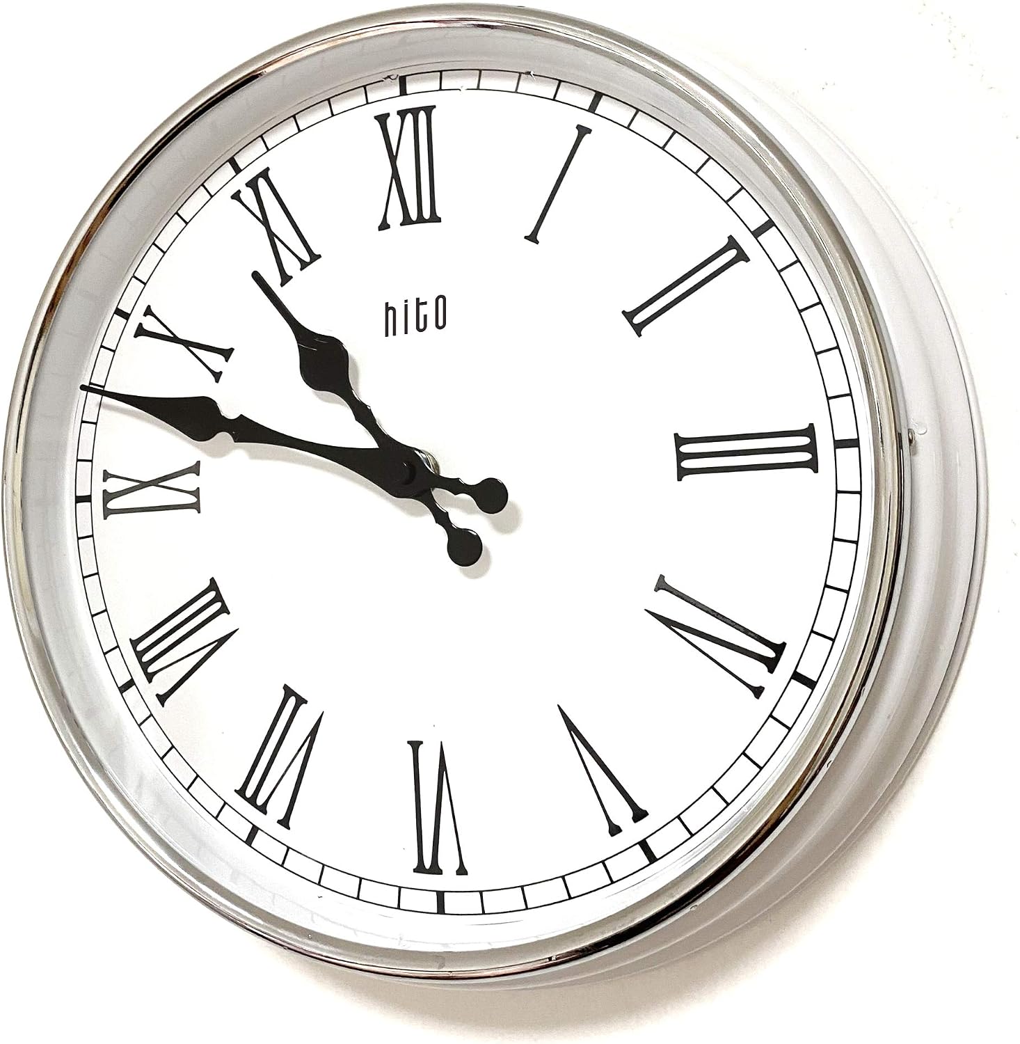 HITO Silent Non Ticking Wall Clock Glass Front Cover Accurate Sweep Movement 12 inch Modern Decorative for Kitchen, Living Room, Bathroom, Bedroom, Office (White)