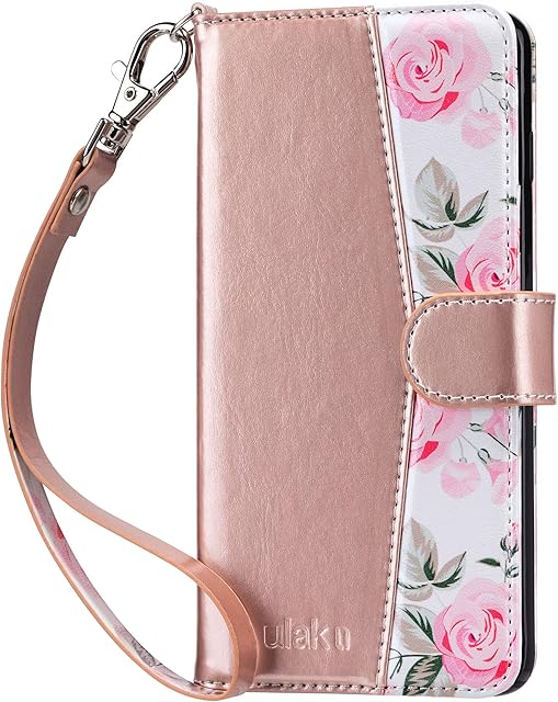 ULAK Galaxy S10 Case Wallet, Flip S10 Case with Card Holder PU Leather + TPU Bumper Stand Cover Kickstand Full Protective Phone Case for Samsung Galaxy S10 6.1 inch - Rose Gold