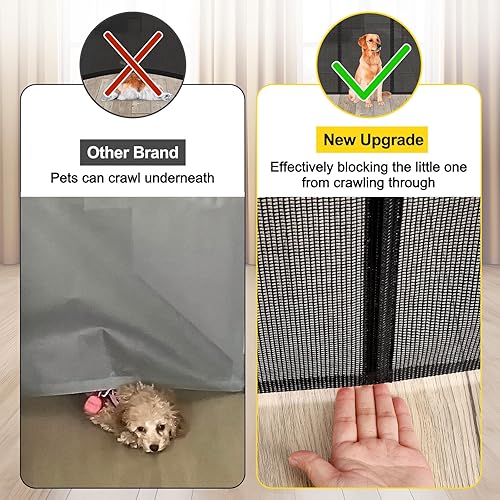 Miniatura 2 de Puertas retráctiles extra altas reforzadas de 42 pulgadas con varillas, se extienden hasta 60 pulgadas de ancho, puerta retráctil alta para perros