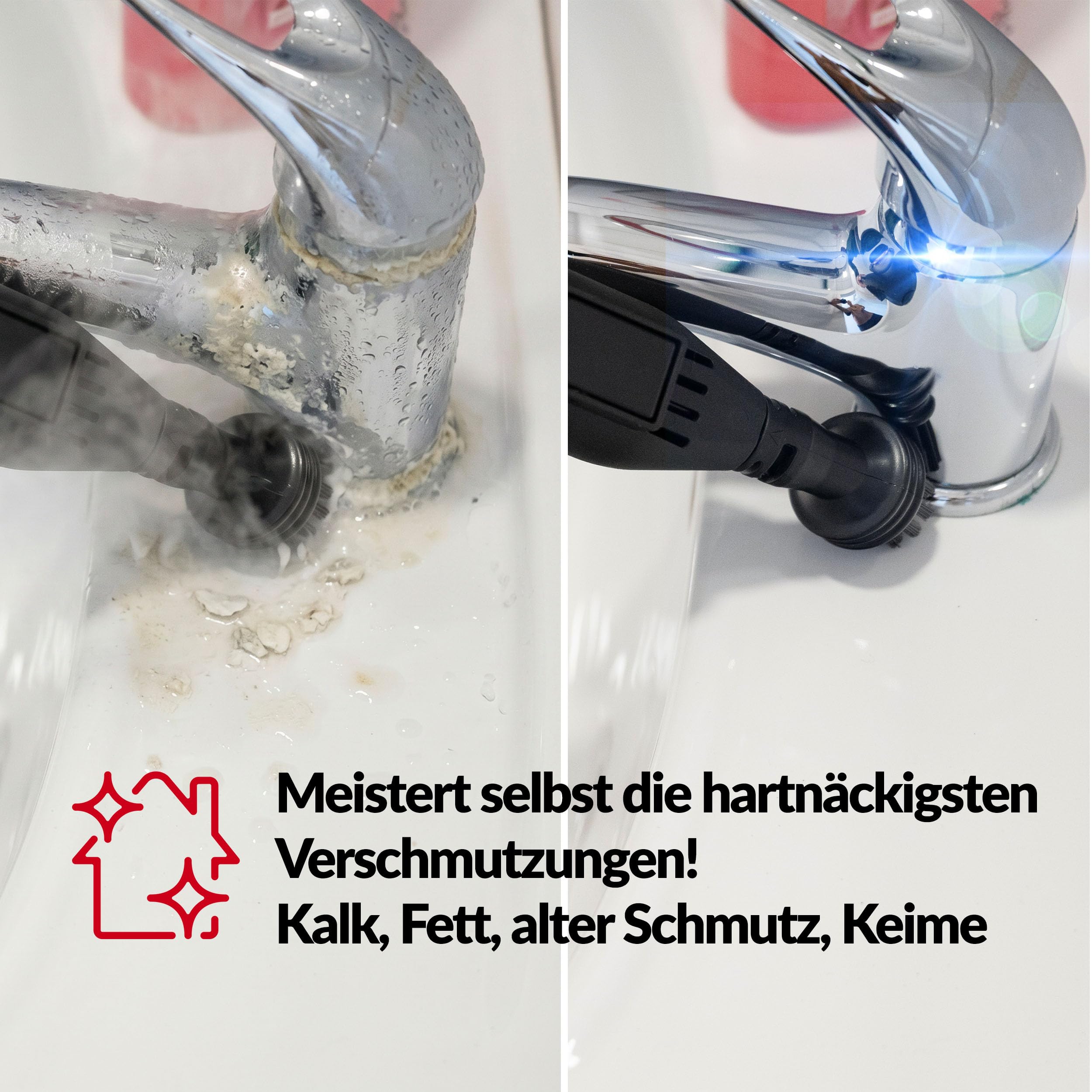 LEHMANN SteamWash 1800 Waschsauger & Dampfreiniger 4in1, Polsterreiniger und Teppichreiniger mit Warmwasser 60°C & Dampf 116°C, 16 kPa Saugkraft, Fleckenreiniger für Sofa, Auto & Haushalt