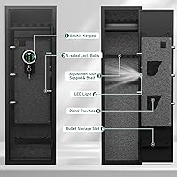 Vista 3 de Kavey Caja fuerte para 5-8 armas, caja fuerte larga para rifles y pistolas del hogar con teclado retroiluminado, gabinete de armas de acceso rápido