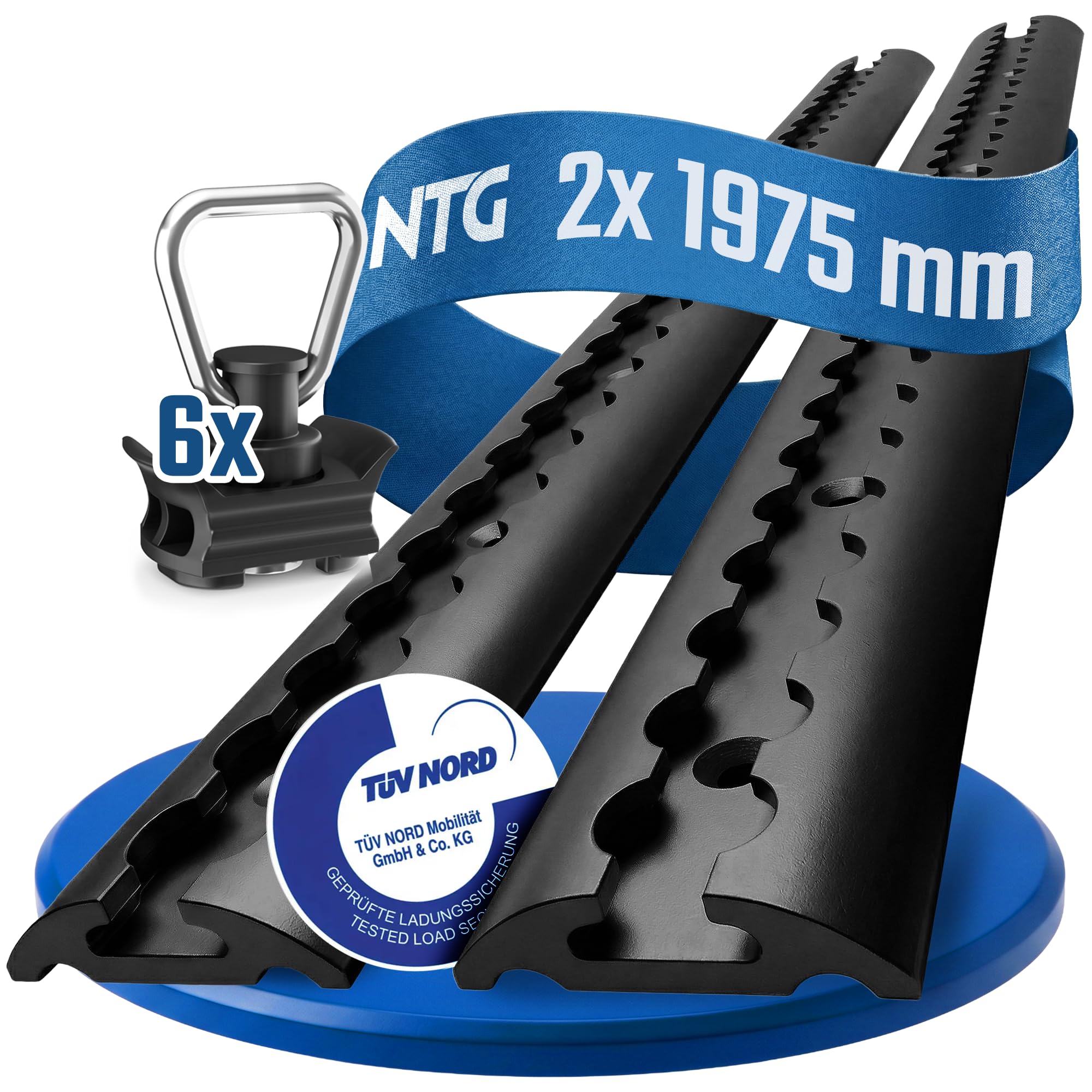NTG Blackline aluminiowe szyny lotnicze, w zestawie ekonomicznym, nawiercone i anodowane na czarno, półokrągły kształt, półokrągła szyna do zabezpieczenia ładunku do samochodów ciężarowych i kamperów,