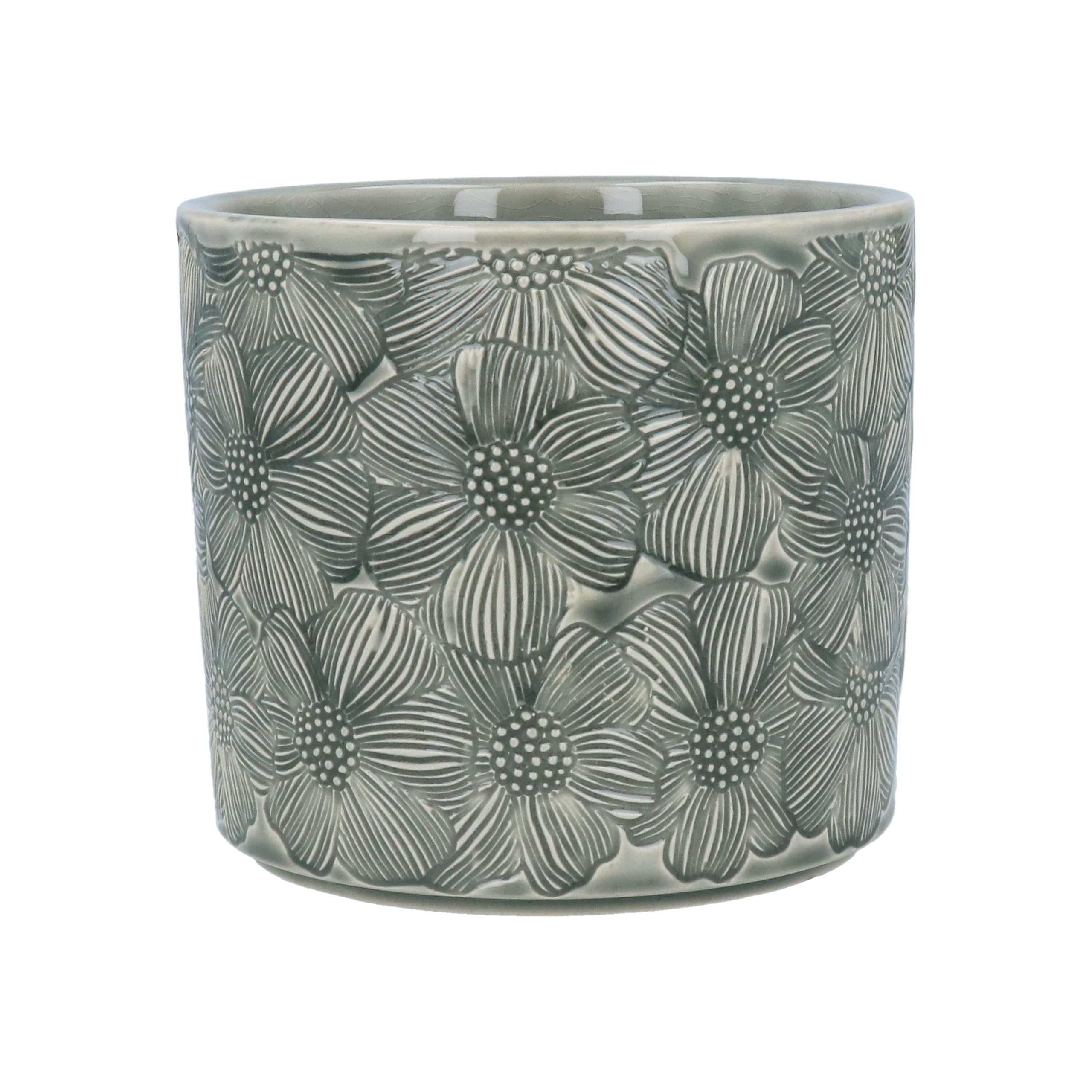 Gisela Graham Grey Cosmos Design Plant Pot Cover, 17cm