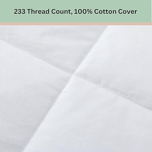 Miniatura 3 de Feather and Loom - Manta de plumón de pato blanco de 233 hilos, cubierta de algodón transpirable, relleno de plumón de 600 hilos, color blanco