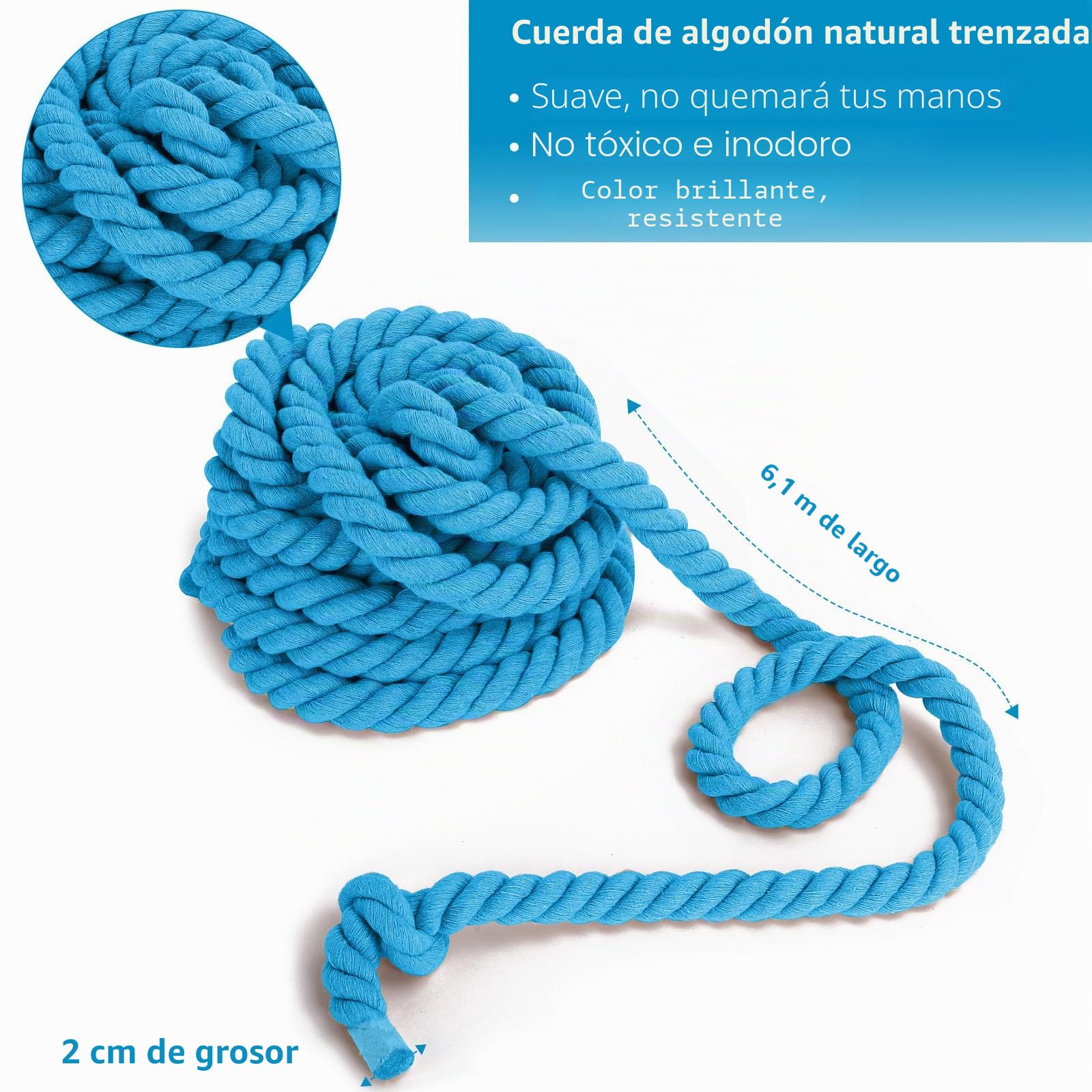 CWLAKON Cuerda de Juego para Niños y Adultos, Día de Campo, Juegos de Fiesta de Cumpleaños, Juegos al Aire Libre, Picnic, Carnavales y Actividades de Construcción de Equipos, 6M, Azul