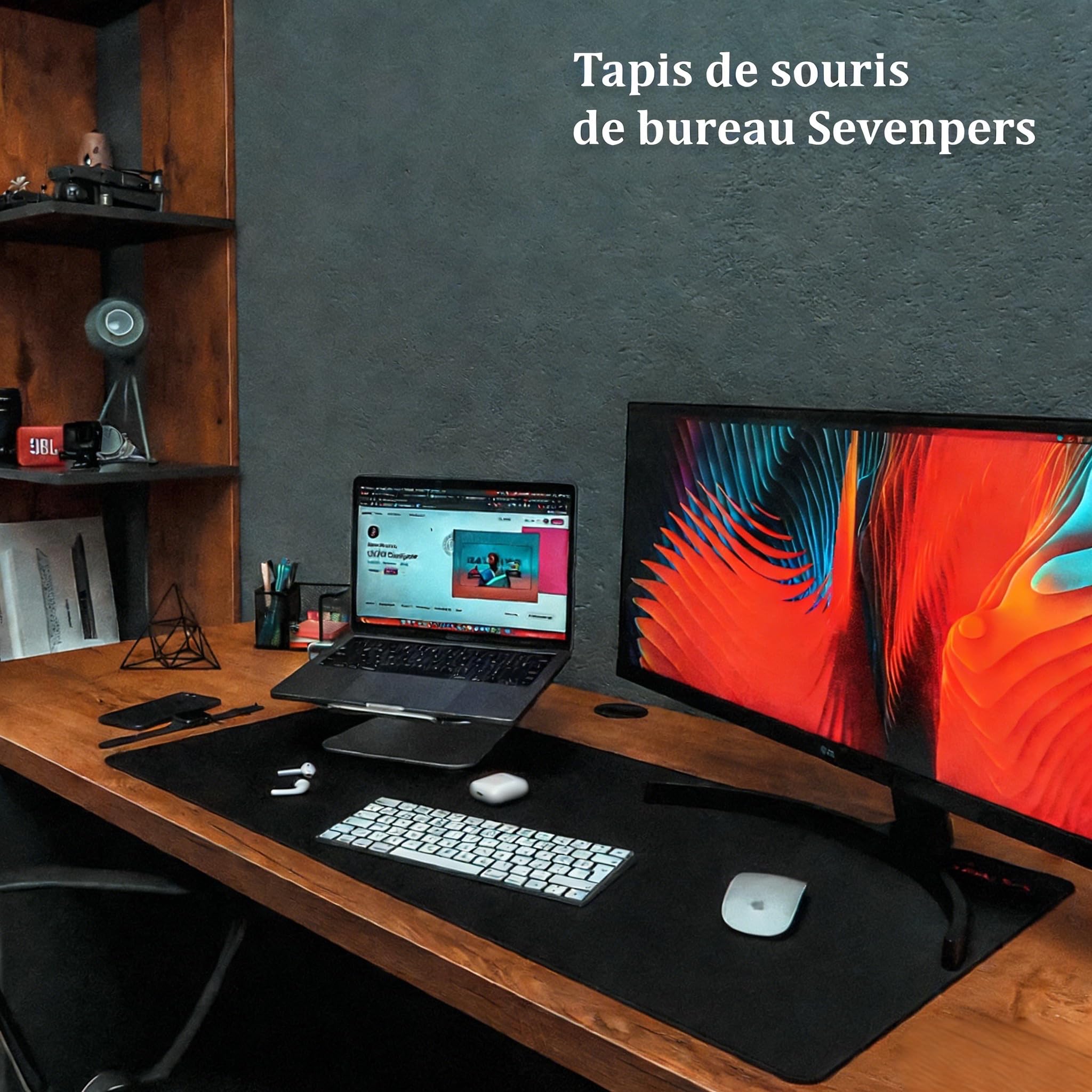 Tapis de Bureau Cuir PU 80x40 cm Imperméable Antidérapant Protection de Table pour Clavier Écriture