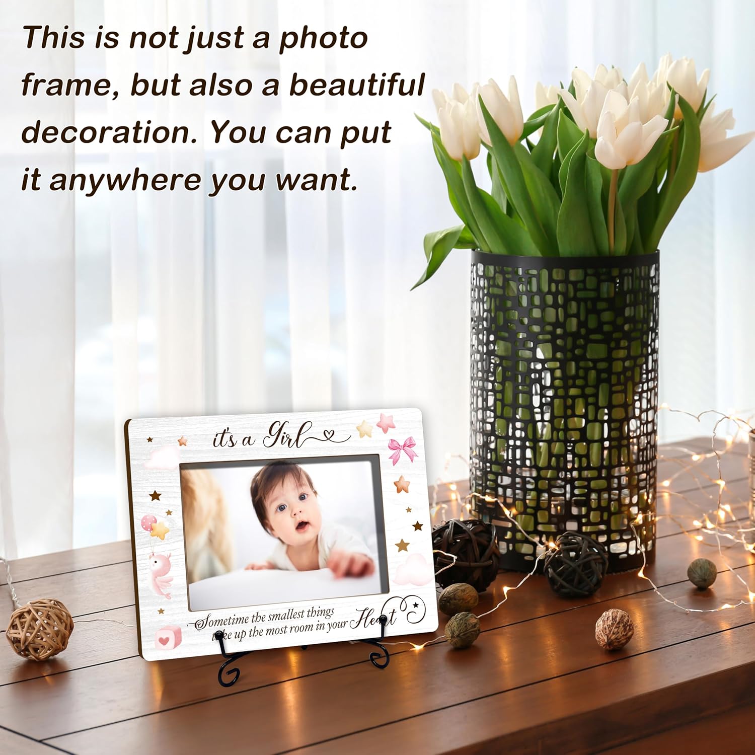 Baby Girl Photo Frame, Newborn Picture Frames, It's A Girl Photo Frame, Nursery Decorations, Gender Reveal Baby Shower Gifts, New Father Mom To Be Gifts, Wooden Picture Frames -A22 - Image 6