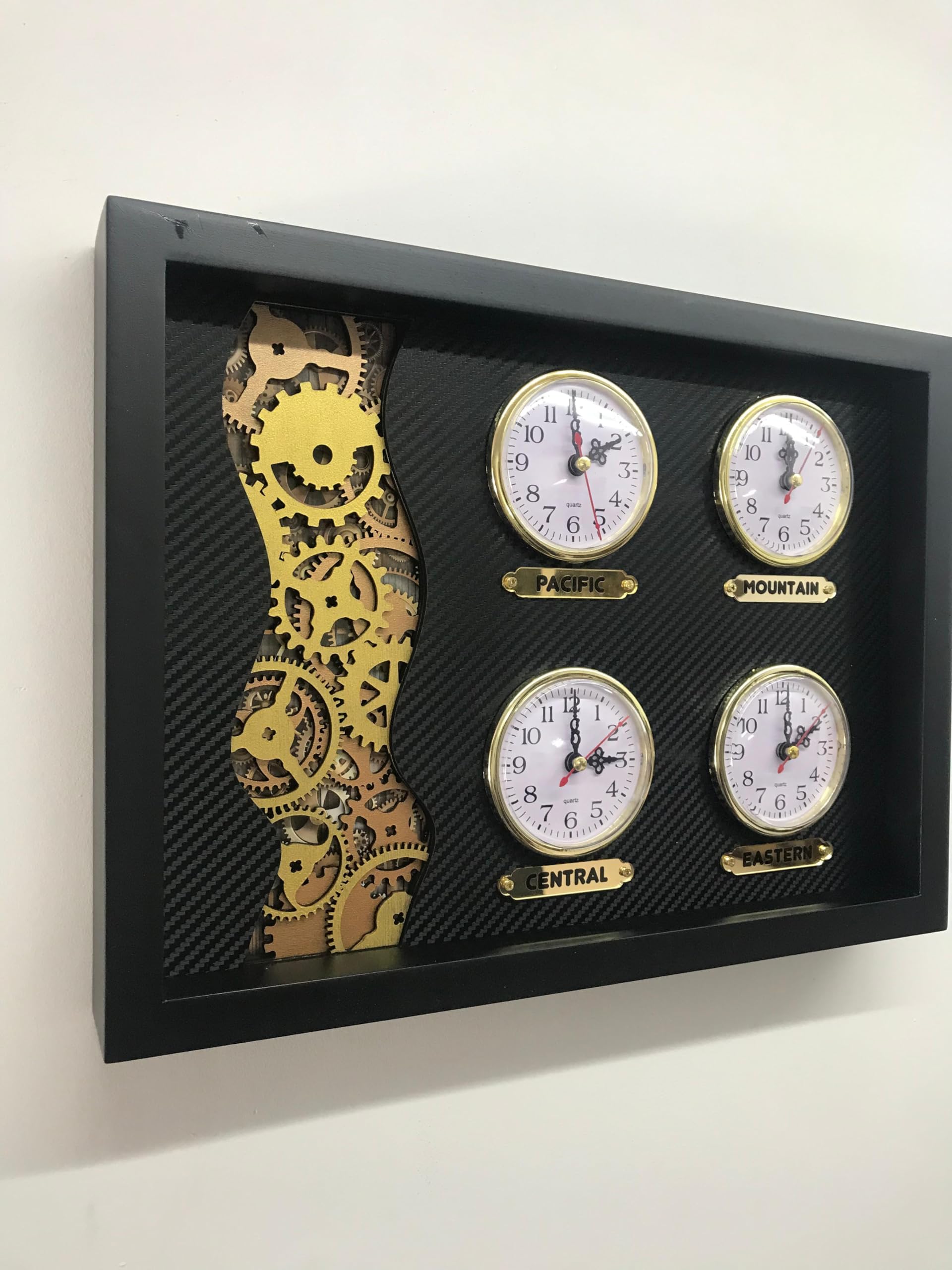 Amazon.com: Gear Clock. Multi Zone Clock. 4 Time Zone Clock