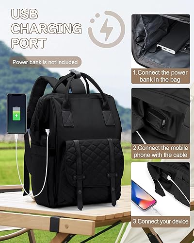 Miniatura 3 de Mochila para pañales, artículos esenciales de viaje, bolsa de maternidad unisex para cambiar, mochila de viaje, a1-Negro, Moda