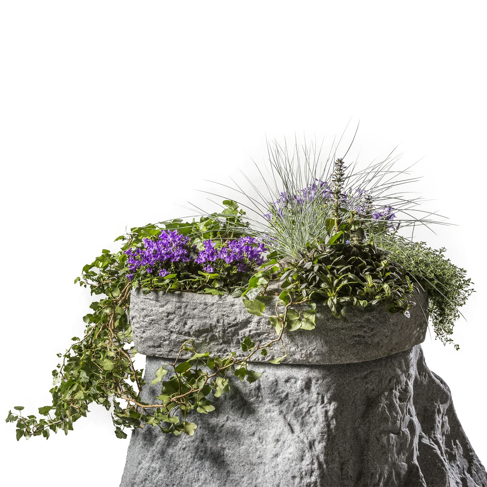 Pflanzschale Steinoptik für Regentonne Hinkelstein Granit grau