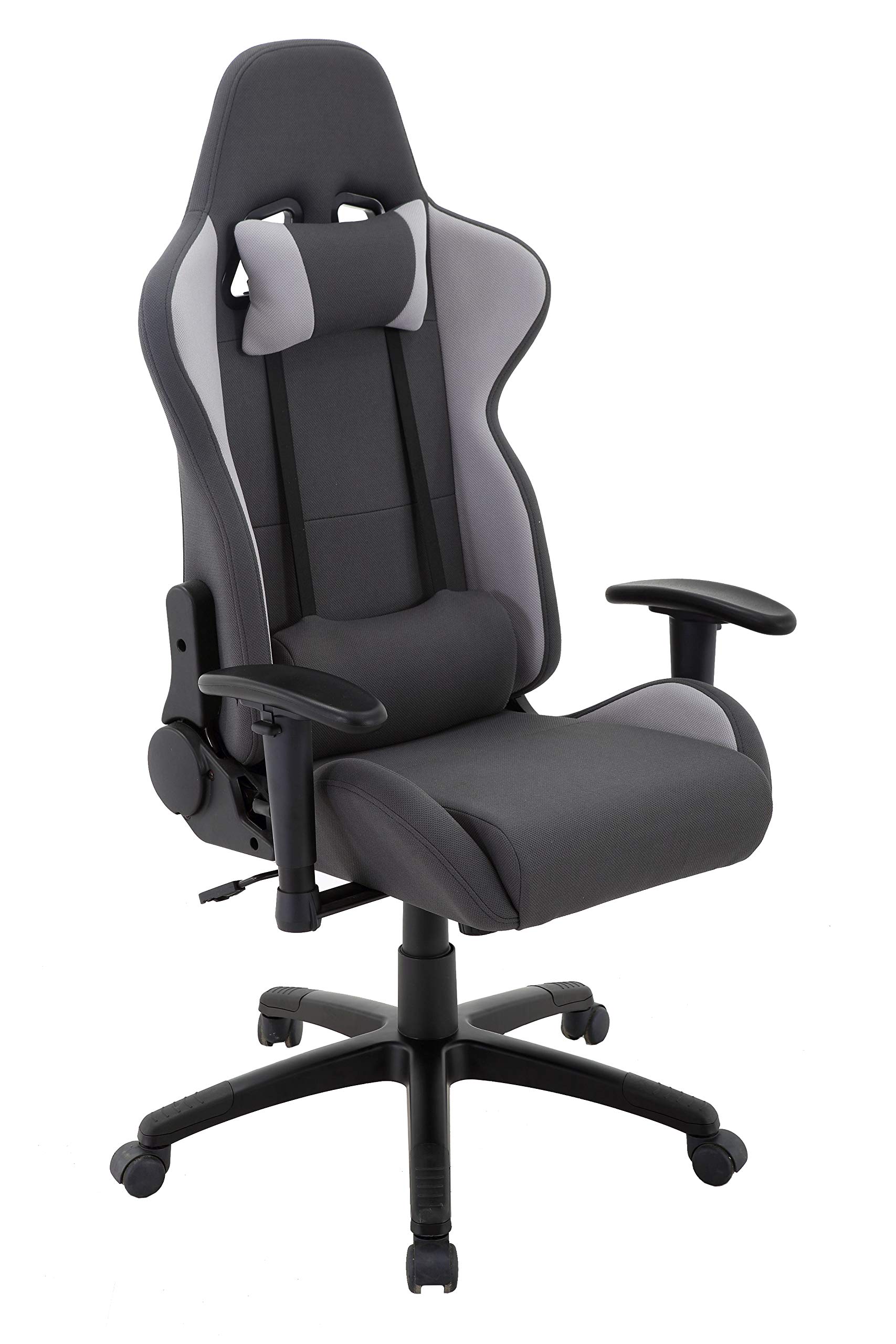 MC Racing 2, Gamingstuhl, Bürostuhl, Schreibtischstuhl, inklusiv Kissen, schwarz/grau, 69 x 125