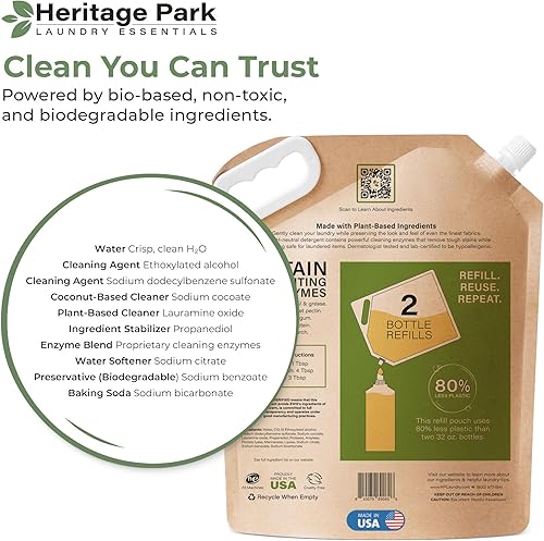 Miniatura 57 de Heritage Park - Detergente de lujo para ropa Detergente para ropa natural y enzimático probado por dermatólogos, a base de plantas, respetuoso