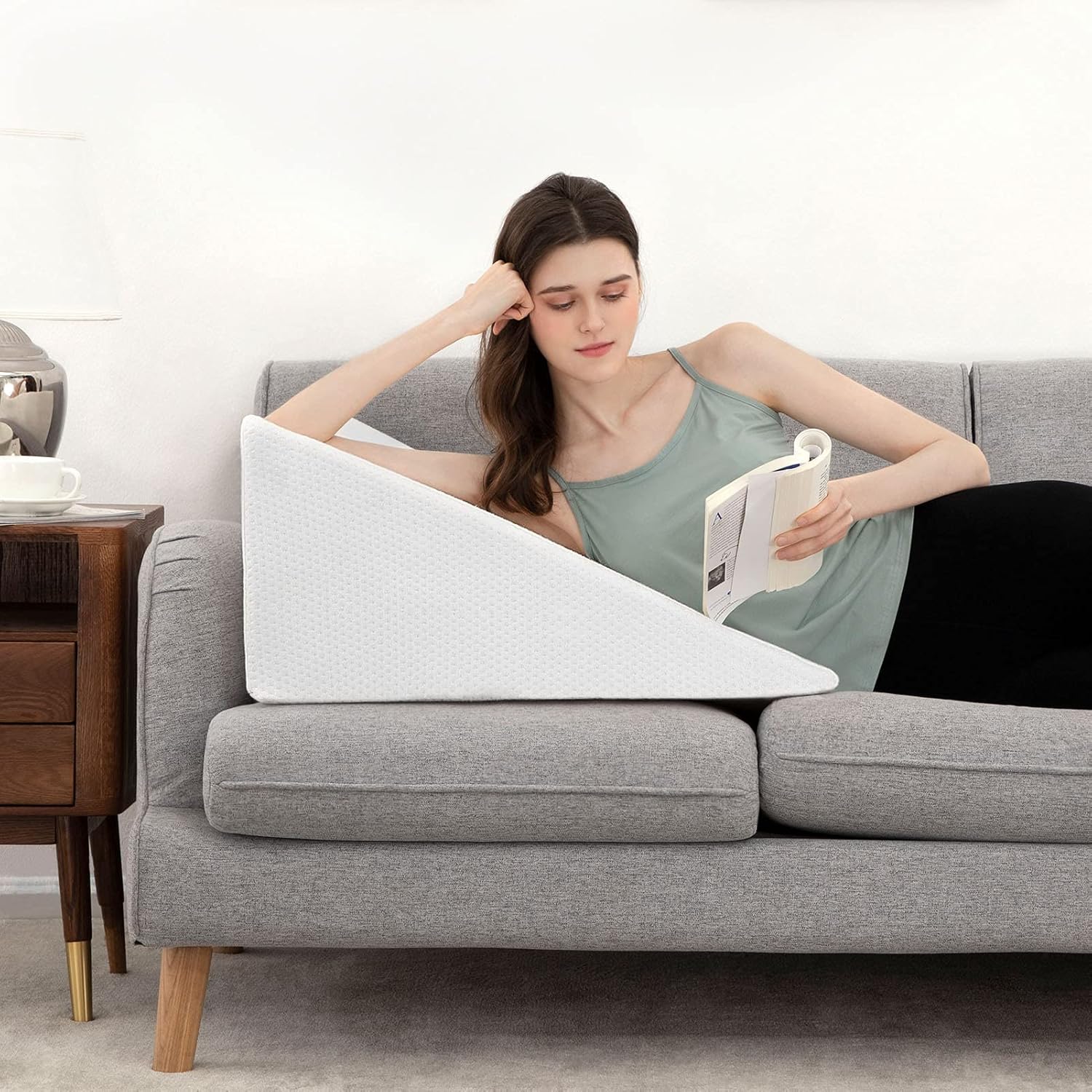 Bed Wedge Pillows Leg Elevation Reading Pillow & Back Support Wedge Pillow - for Back and Legs Support, Back Pain, Leg Pain, Pregnancy, Neck and Shoulder Joint Pain, Sleeping 10" x 24" x 24" : Health & Household