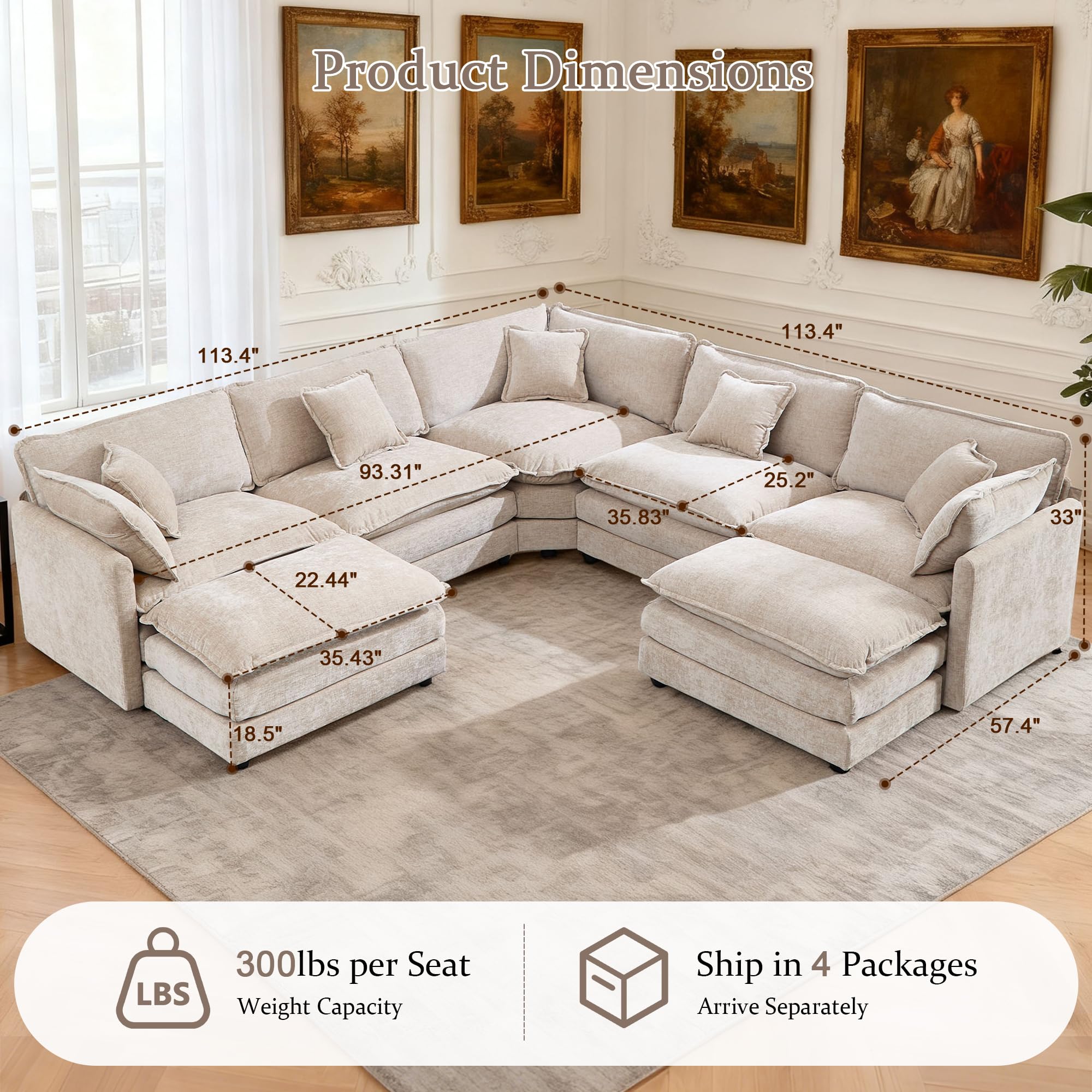 GNIXUU Oversized Modular Cloud Sectional Couches for Living Room, Camel — product photo