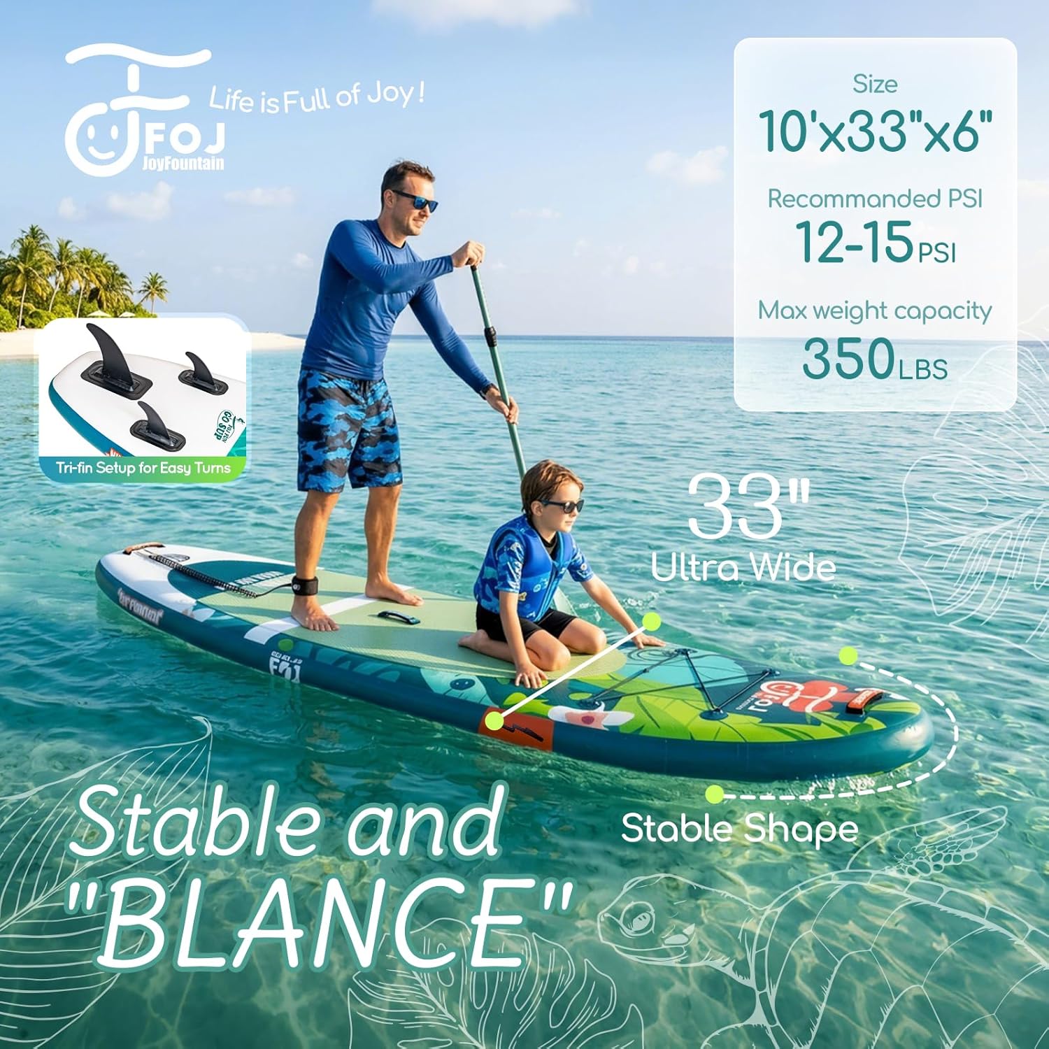 10'/11' Inflatable Stand Up Paddle Board with Premium SUP Paddleboard Accessories, Wide Stable Anti-Slip EVA Deck,Paddle Boards for Adults & Youth of All Skill Levels