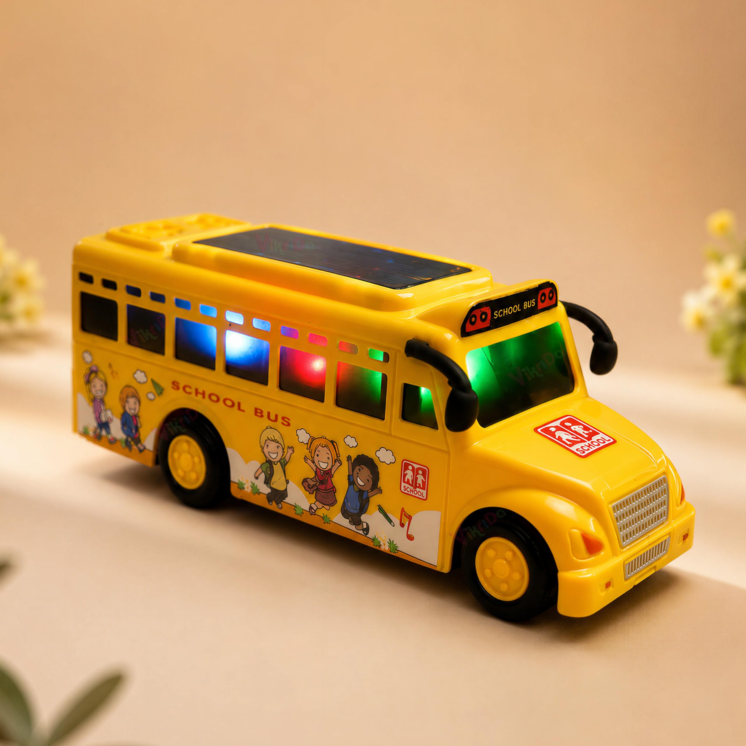 Vikrida Friction Powered School Bus Toy for Kids | Light & Sound Battery Operated Vehicle with LED Effects-image-16