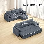 HOMCOM Convertible Sofa Bed, 85" Pull Out Sleeper Sofa with USB Ports, Chaise Storage, 2 Pillows, Linen, L-Shaped Sectional Futon Couch for Living Room, Apartment, Dark Grey