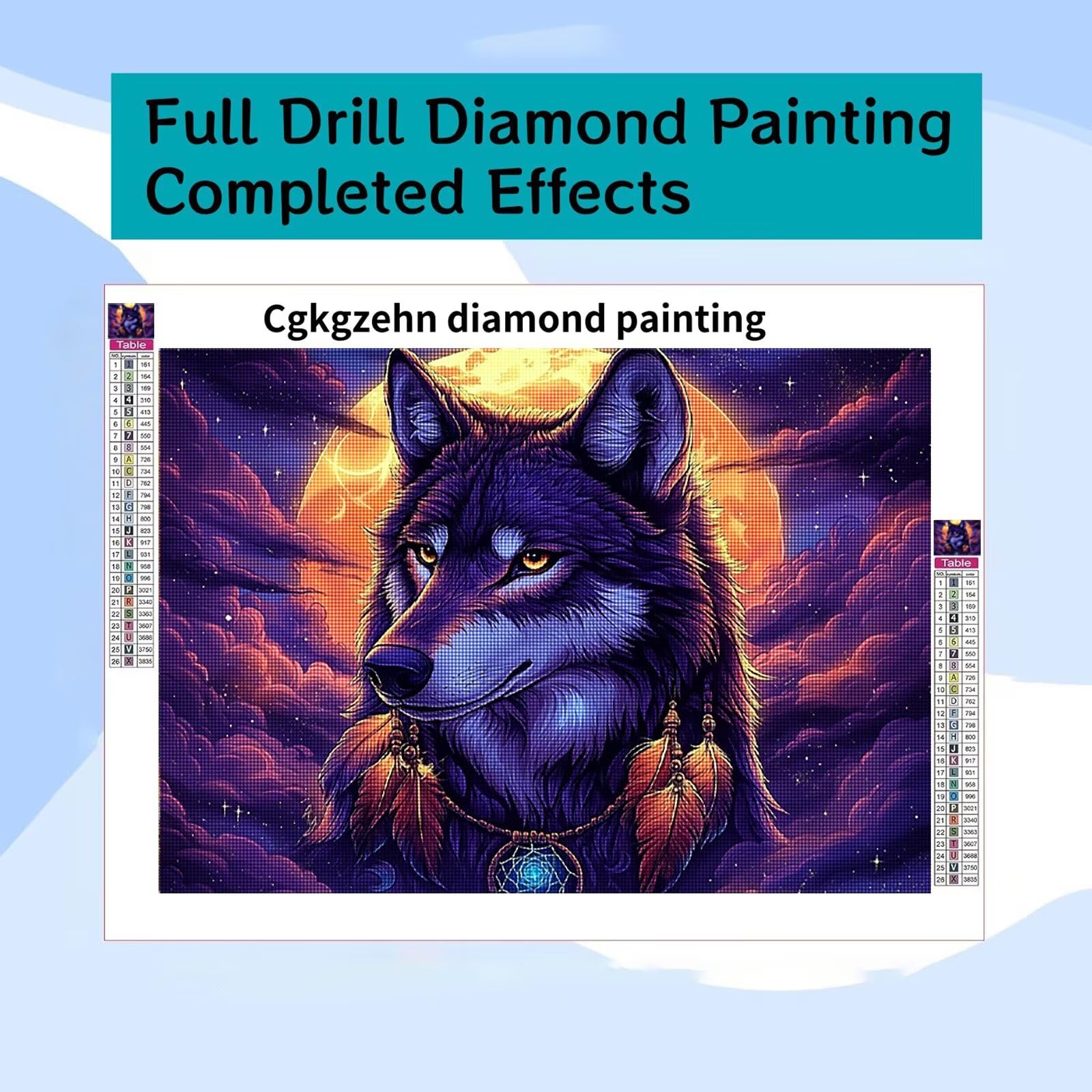 Diamond Painting Wolf, Diamond Painting Viereckige Steine Traumfänger für Basteln Mädchen 8 Jahre, 5D DIY Diamant Bastelset Erwachsene, Diamant Handwerk Geschenke für Zuhause Deko 80x100cm C4-233