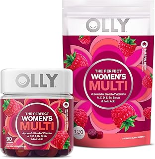 Olly Women’s Multi Gummy Starter Pack Bundle, Vitamins A, D, C, E, Biotin, Folic Acid, Berry Flavor, 90ct Bottle and 120ct...