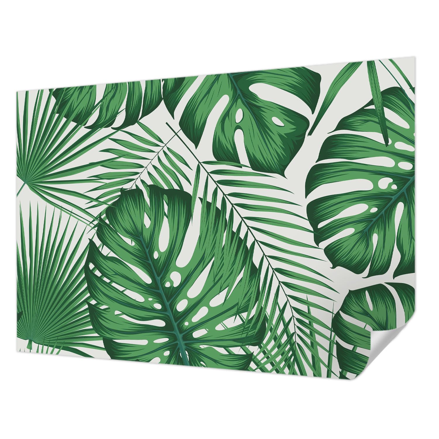 Papier peint panoramique 208x146 cm à motif de feuilles tropicales autocollant pour grand mur