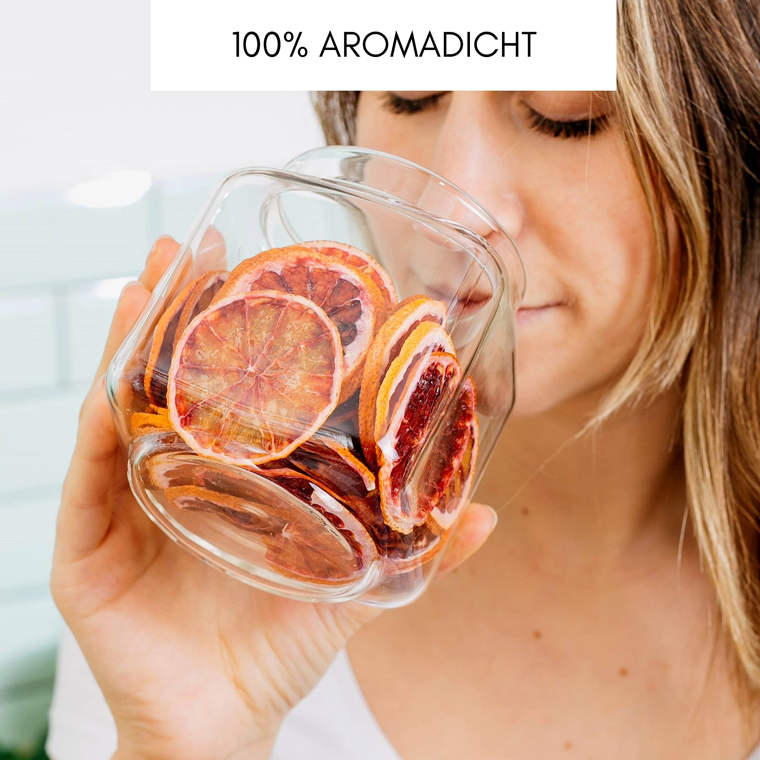 Econovo® Set di barattoli rettangolari con coperchio da 600 ml (3 pezzi) in vetro borosilicato soffiato a mano, impilabili e ermetici, set di contenitori rettangolari per alimenti grandi e piccoli