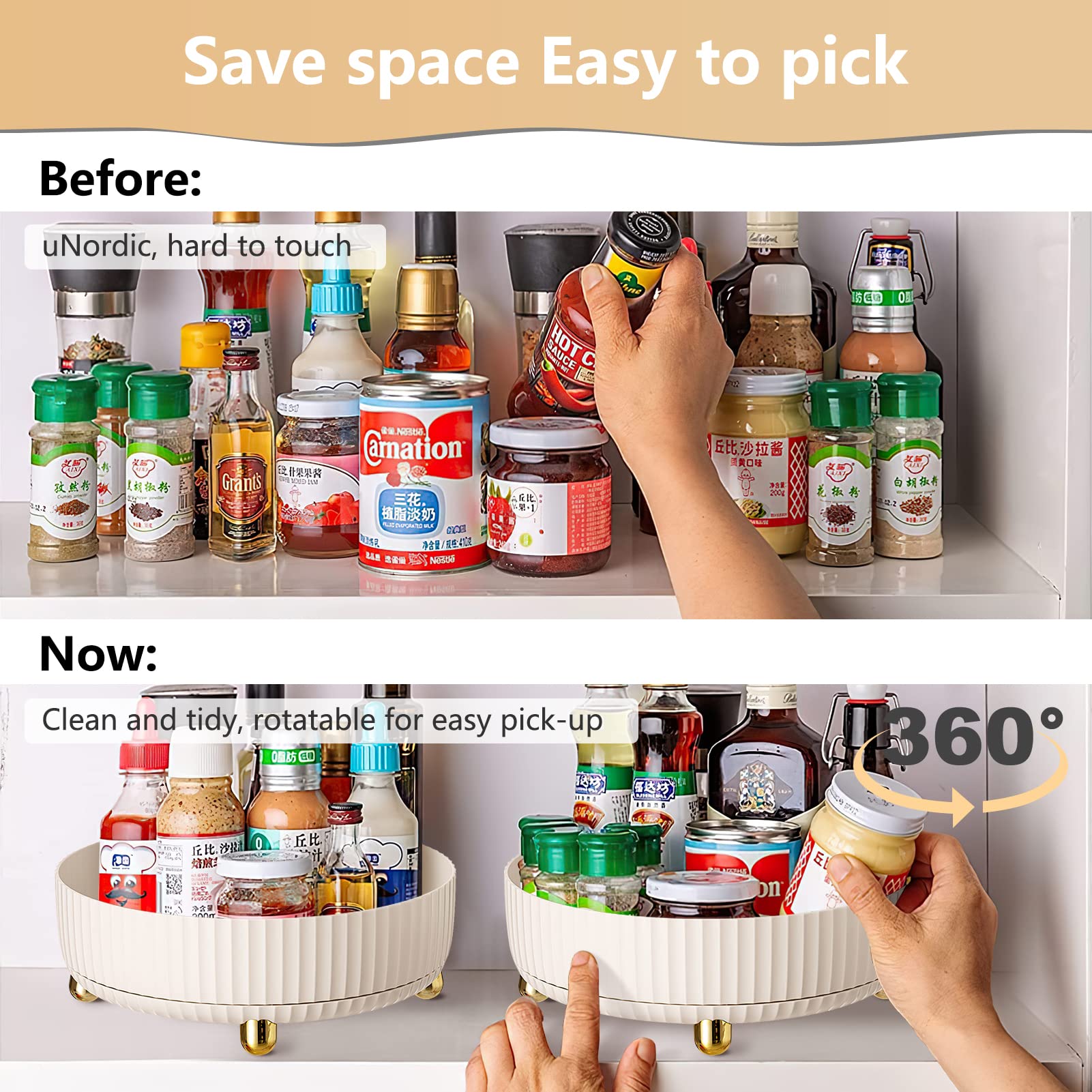 Organizer Girevole Per Spezie - 2 Livelli, 23 Cm Di Diametro, Per Cucina, Dispensa O Frigorifero