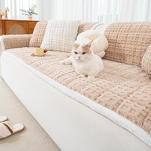 Miniatura 27 de Funda para sofá, fundas de sofá para perros, lavables, antideslizantes, a rayas, para sofá seccional, protector de muebles para forma de L (marrón