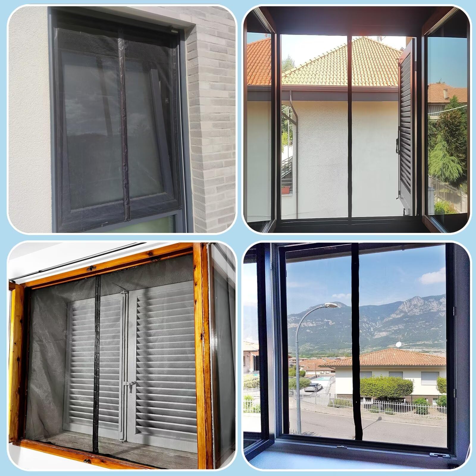 Moustiquaire Fenêtre, 105x135 Cm Fenetre AimantéE Fermeture Automatique Rideau De Fenêtre Animaux AcceptéS Fenêtres De Balcon Fenêtres Coulissantes- Gris H