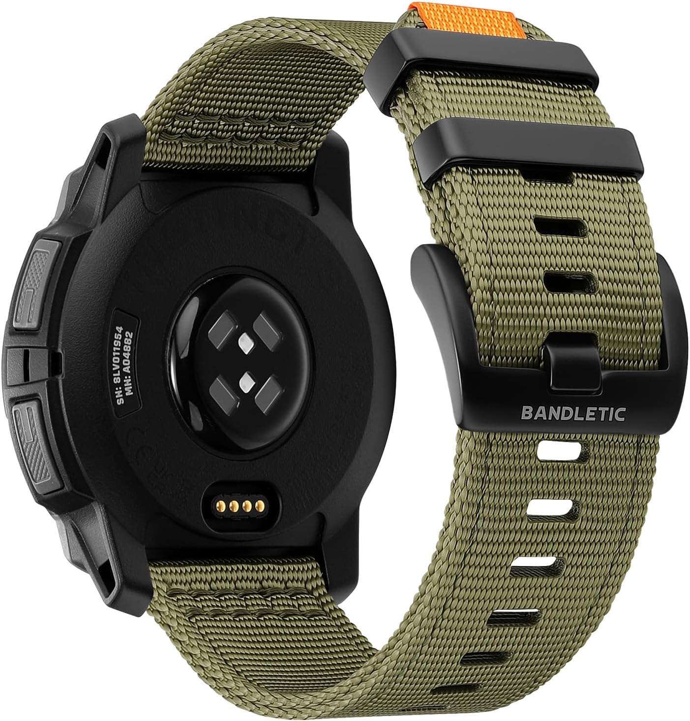 Bandletic Compatible with Garmin Instinct Watch Bands - 22mm Watch Band Military Rugged Nylon Soft Sport Replacement Strap for Instinct 3/E 45mm/2/2 Surf/Tactical/Tide/Esports/Solar, Army Green
