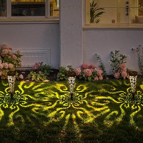 Miniatura 5 de 6 luces solares decorativas para exteriores, jardín, cónicas, estacas para patio, jardín, césped, decoración de caminos, Iluminación de paisajes