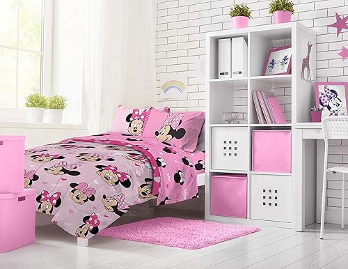 Miniatura 6 de Jay Franco Disney Minnie Mouse Hearts N Love - Juego de ropa de cama de 9 piezas, incluye juego de cama, juego de sábanas