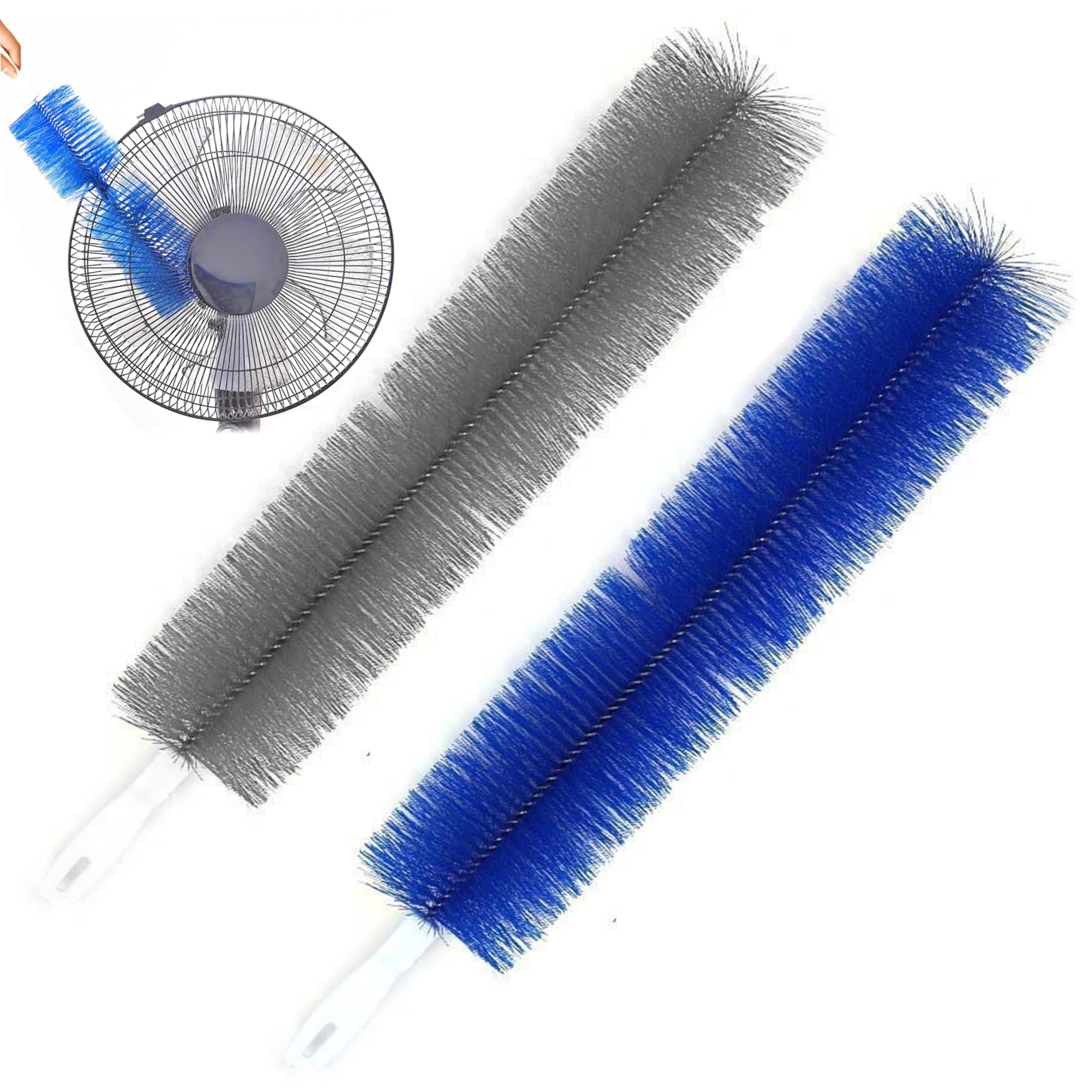 Gemuseeee Fan Cleaner 2PCS Bendable Blinds Cleaning Tool, Dust Duster with Dense Bristles for Hard-to-Reach Gaps, Blue Grey