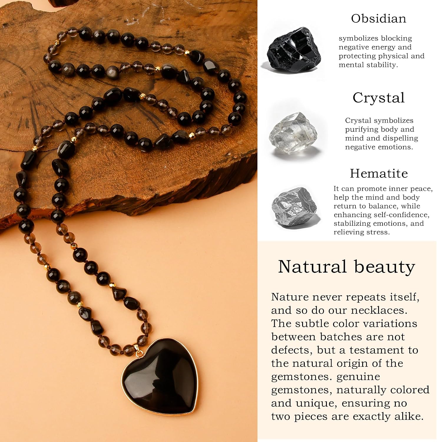 Long Necklaces for Women Boho, 31.5" Colorful Natural Stone Beaded Women's Necklaces, Handmade Heart Jasper Pendant, Vintage Bohemian Jewelry Gifts for Mom Grandma image 4