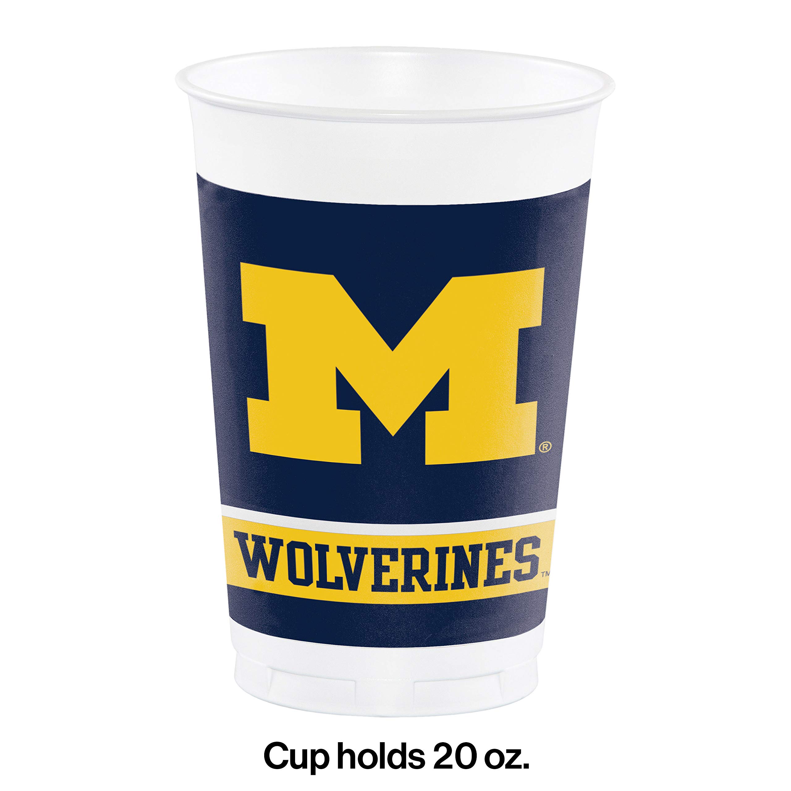 8-Count NCAA 20 oz. Premium Plastic Cups, Michigan Wolverines