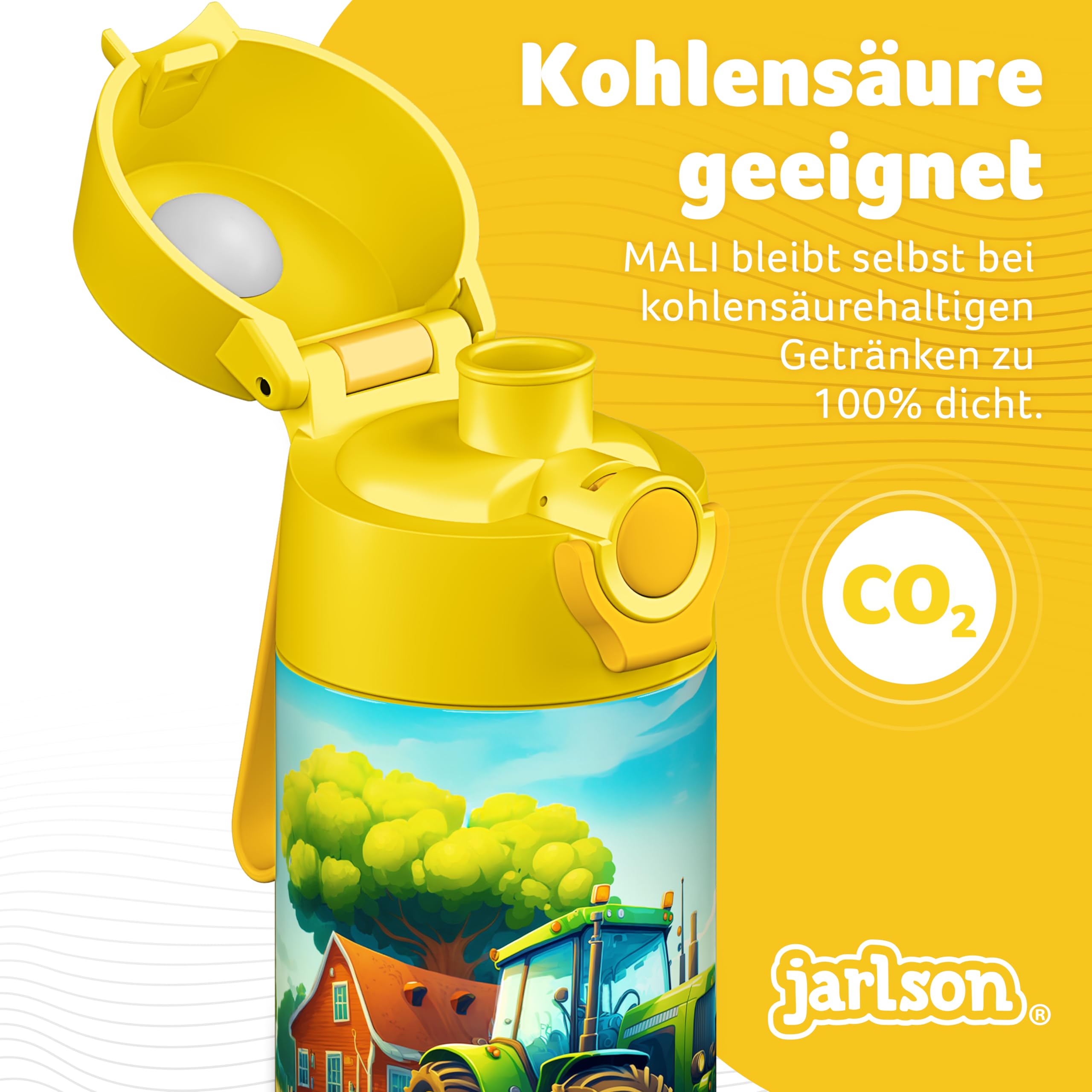 Jarlson® Kids Water Bottle MALI [12OZ] - No Straw Stainless Steel Thermo Bottle - Insulated Waterbottle Leak Proof for School & Sports - Thermo Tumbler for Boys & Girls (Cat)