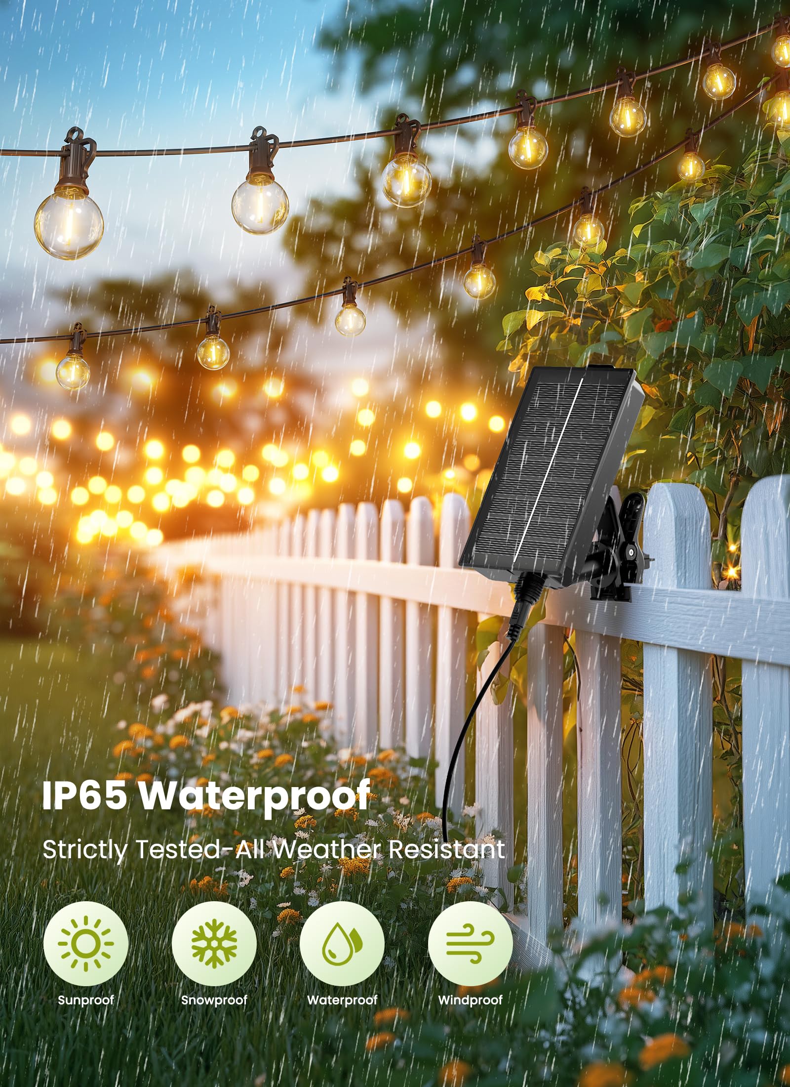 Solartone ソーラートーン Bright Light ME+ Brightown 58FT Solar String Lights Outdoor with Remote Cable Ties