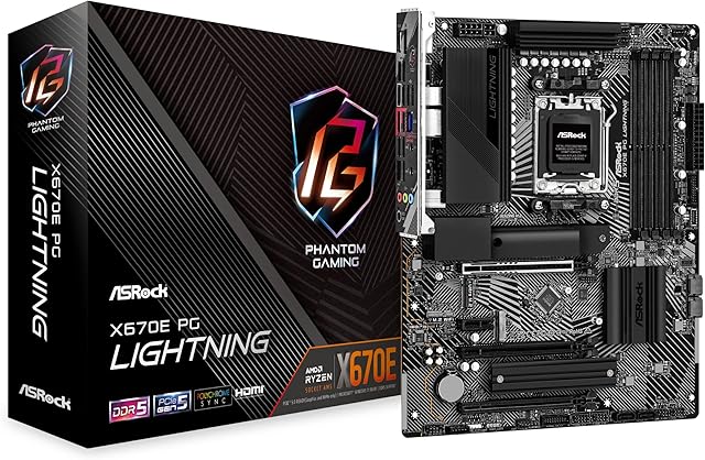 ASRock X670E PG LIGHTNING, AMD X670, AM5, ATX, 4 DDR5, HDMI, DP, 2.5G LAN, PCIe5, 4x M.2