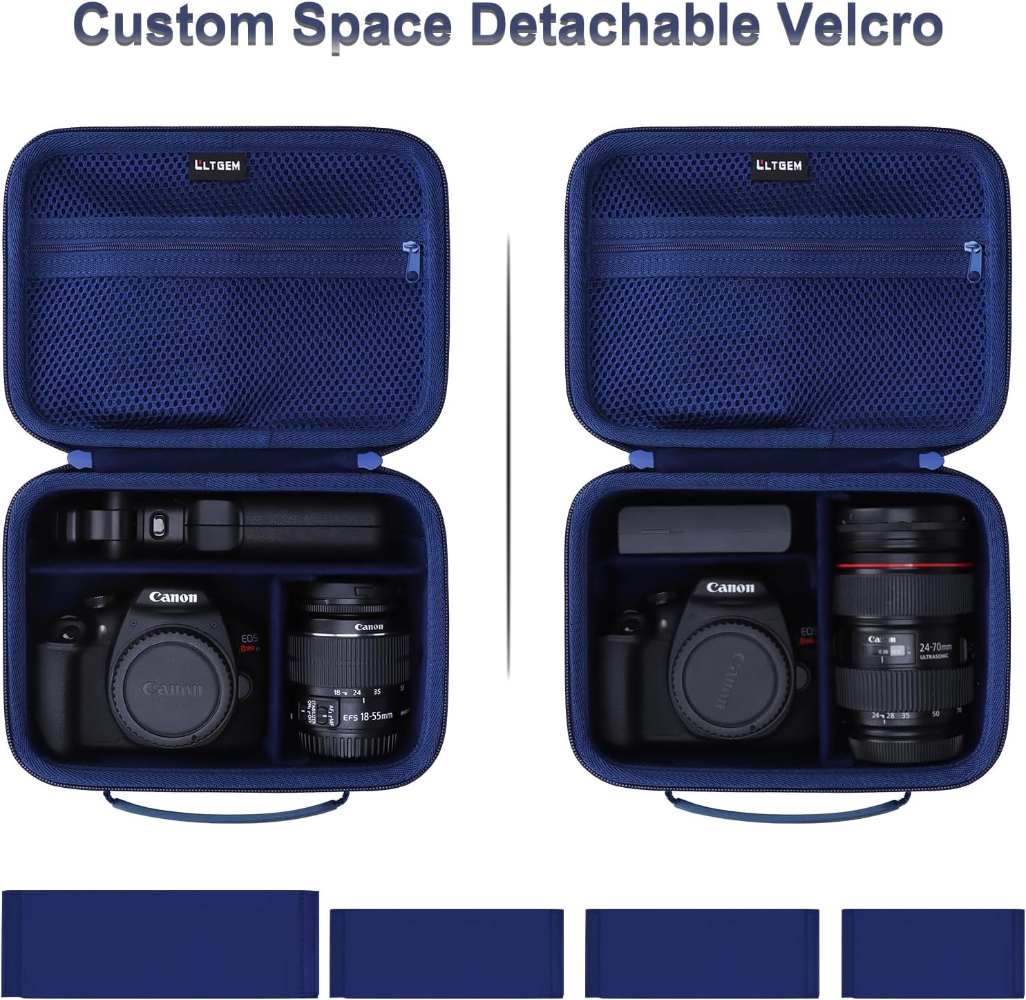 Camera Case Bag Compatible with Canon EOS Rebel T7/R50/R6 Mark II/R100/R50 V/T6/R8/R10/R5 Mark II/RP/R7/5D Mark IV/SL3/R5/T100 DSLR Camera, Len and Tripod with 4 Dividers and Shoulder Strap, Navy Blue