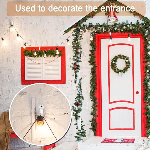 Miniatura 19 de Paquete de 24 ganchos de acero inoxidable para exteriores, clips de luz de Navidad, gancho de tornillo pequeño para luz de patio, plantas, Tono plata