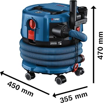 Bosch Professional 18V System Cordless Dust Extractor Gas 18V-12 MC (M-Class dust Protection, HEPA Filter, incl. GCT 30-42, 3X Flexible Rubber Band, Multiple Accessories, Without Battery/Charger)