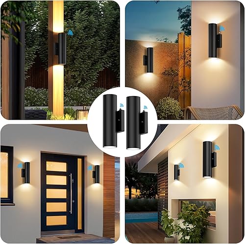 Miniatura 7 de Paquete de 4 luces de pared para exteriores del anochecer al amanecer, 12 W, 2700 K, arriba y abajo, luces LED de porche al aire libre, accesorios