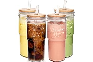 Crystal Clear Nesting Mason Jars with Straws for Iced Coffee, Smoothies, and Tea