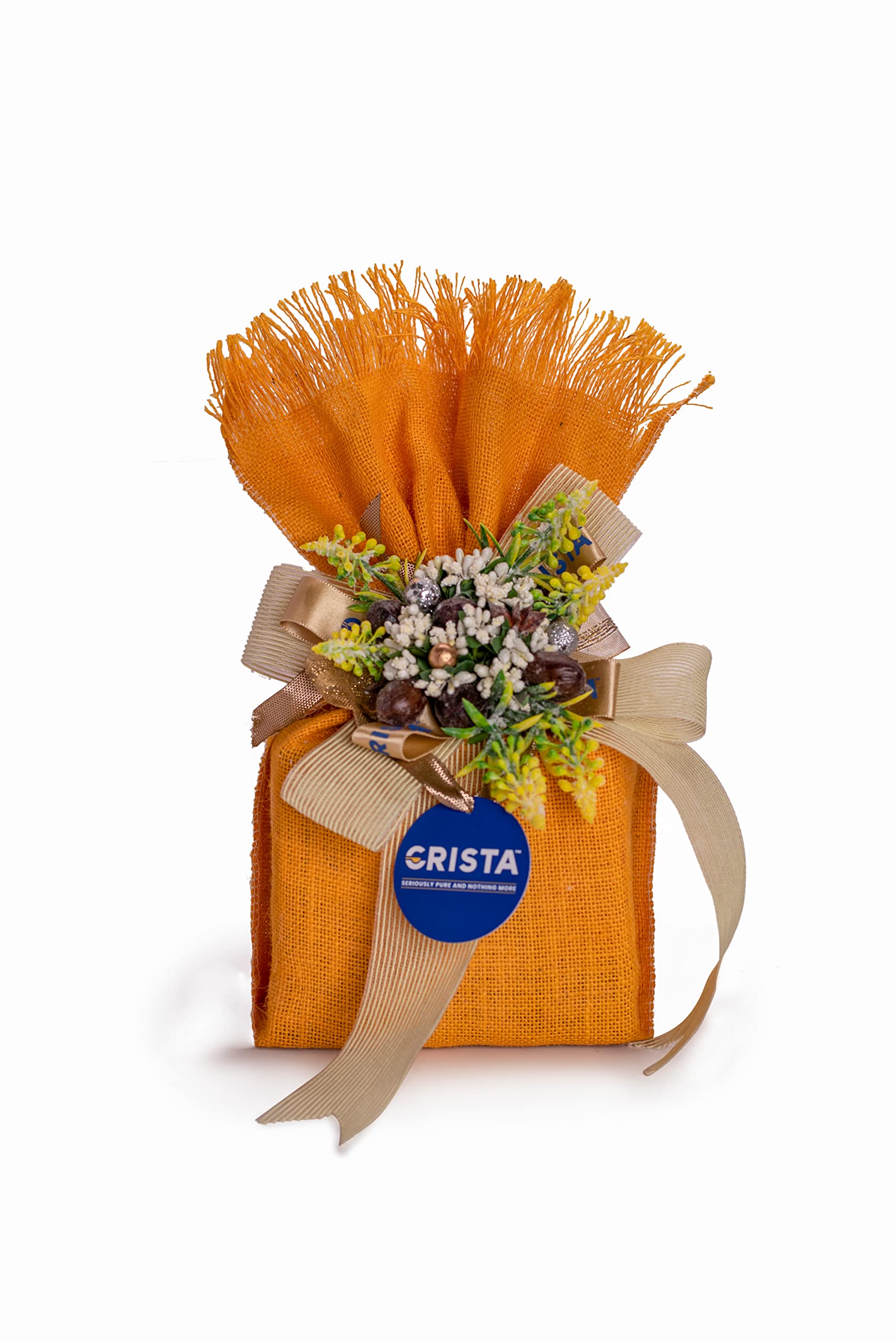 CRISTA Earthy Spice Potli - Yellow | Pack of 4 | Tellicherry Black Pepper, 100 gms | Green Cardamom, 100 gms | Dalchini, 75 gms | Indian Clove, 100 gms | Zero added Colour | Diwali Gifts For Family