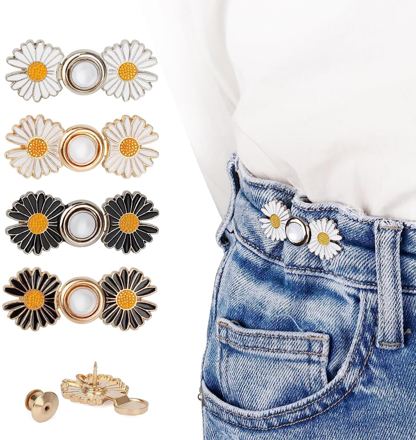 VANISWA 4pcs Pant Waist Button for Loose Jeans